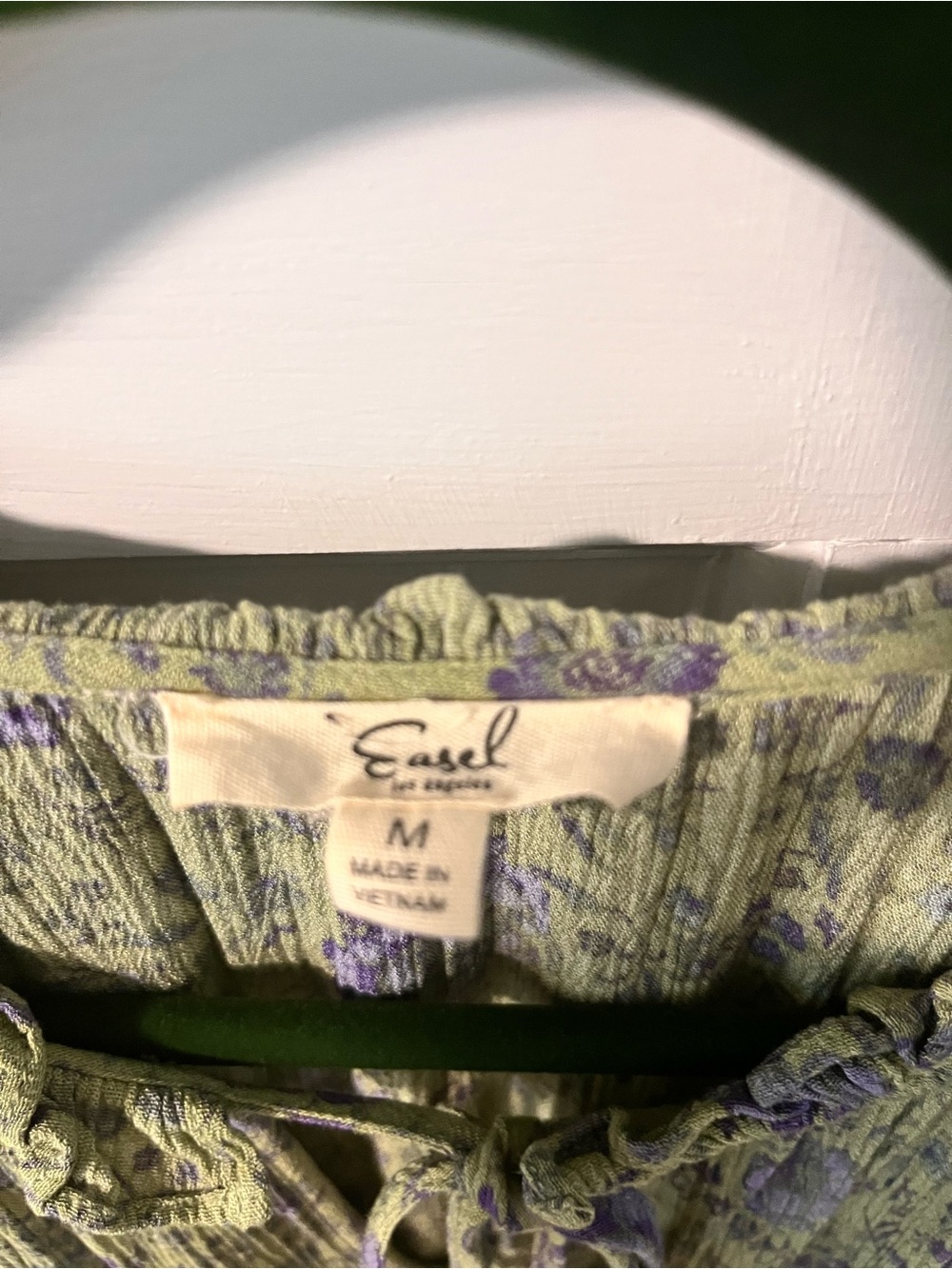 easel Green Floral Long Sleeve Maxi Dress with Purple Accents - Picture 5 of 7